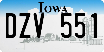 IA license plate DZV551