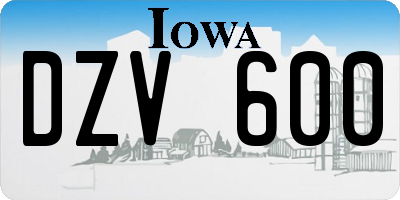 IA license plate DZV600