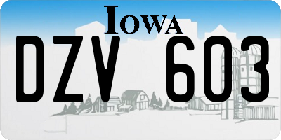 IA license plate DZV603