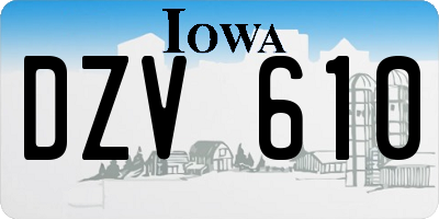 IA license plate DZV610