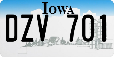 IA license plate DZV701
