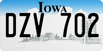 IA license plate DZV702