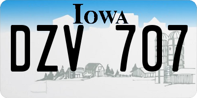 IA license plate DZV707