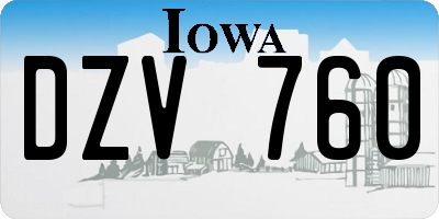 IA license plate DZV760