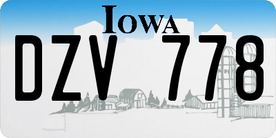 IA license plate DZV778