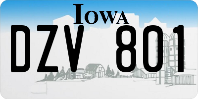 IA license plate DZV801
