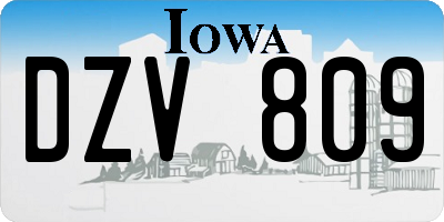 IA license plate DZV809
