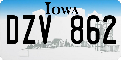 IA license plate DZV862