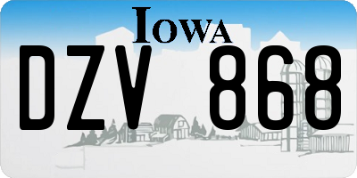 IA license plate DZV868