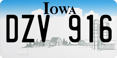 IA license plate DZV916