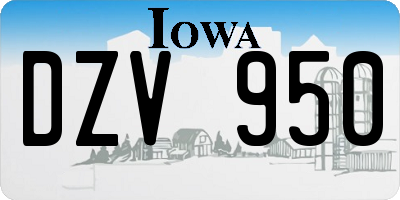 IA license plate DZV950