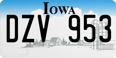 IA license plate DZV953
