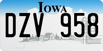 IA license plate DZV958