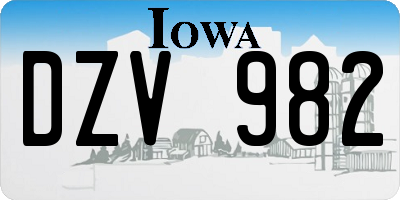 IA license plate DZV982