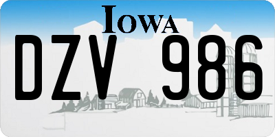 IA license plate DZV986