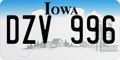 IA license plate DZV996
