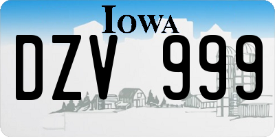 IA license plate DZV999