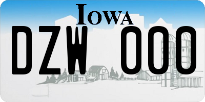 IA license plate DZW000