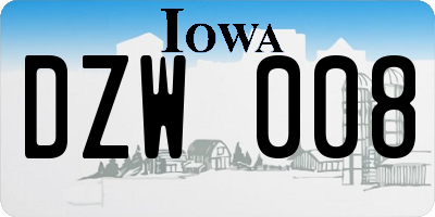 IA license plate DZW008