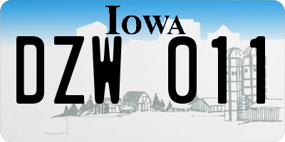 IA license plate DZW011