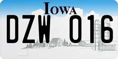 IA license plate DZW016