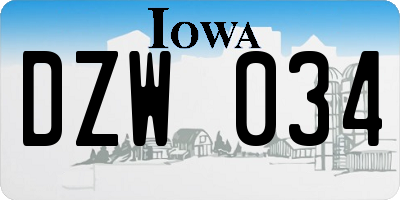 IA license plate DZW034