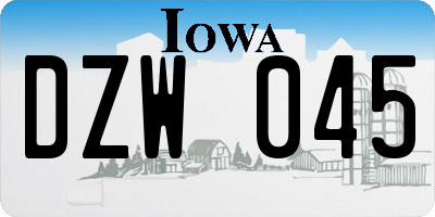 IA license plate DZW045