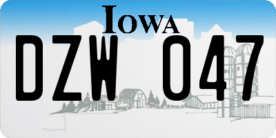 IA license plate DZW047