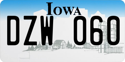 IA license plate DZW060