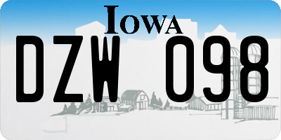 IA license plate DZW098