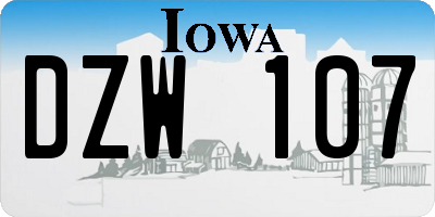 IA license plate DZW107