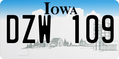 IA license plate DZW109