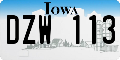 IA license plate DZW113