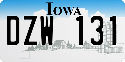 IA license plate DZW131