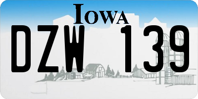 IA license plate DZW139