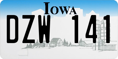 IA license plate DZW141