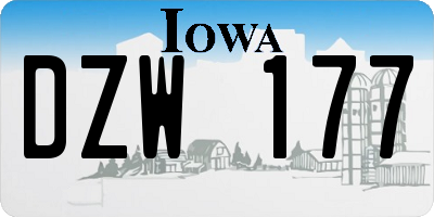 IA license plate DZW177