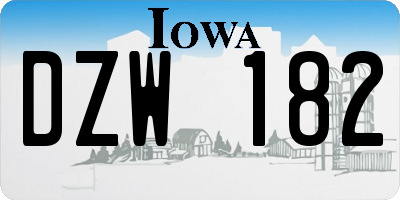 IA license plate DZW182
