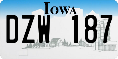 IA license plate DZW187