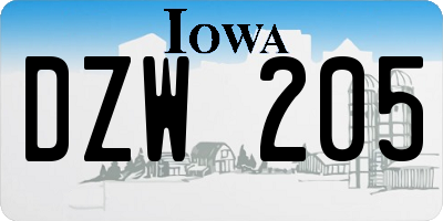 IA license plate DZW205