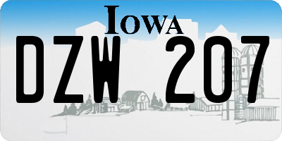 IA license plate DZW207