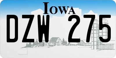 IA license plate DZW275