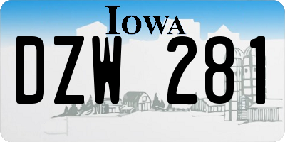 IA license plate DZW281