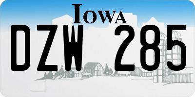 IA license plate DZW285