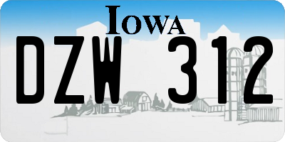 IA license plate DZW312