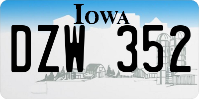 IA license plate DZW352