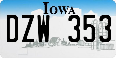 IA license plate DZW353