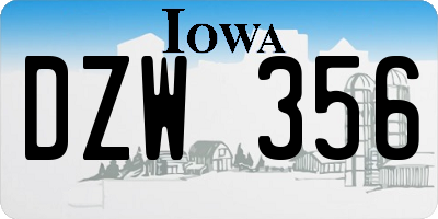 IA license plate DZW356