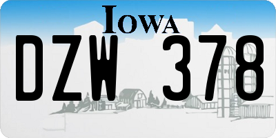 IA license plate DZW378