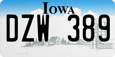 IA license plate DZW389